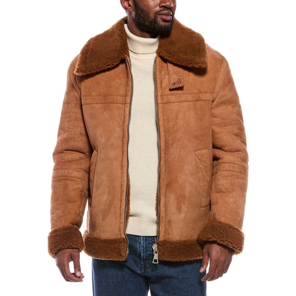 Palm Angels Mens  Shearling Jacket, Brown